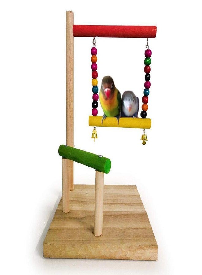 Western Era 2 Floor Cage Gym, Exercise Stand with Natural Wood Playful Bird Stand, Bird Toy (Small Birds) - Image 1